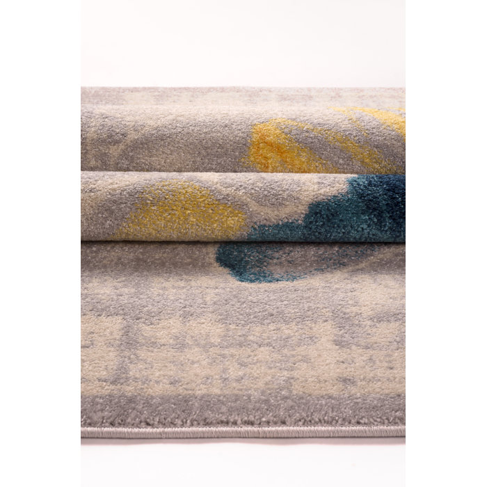 Ebern Designs Criddle Performance Teal/Yellow Rug & Reviews Wayfair